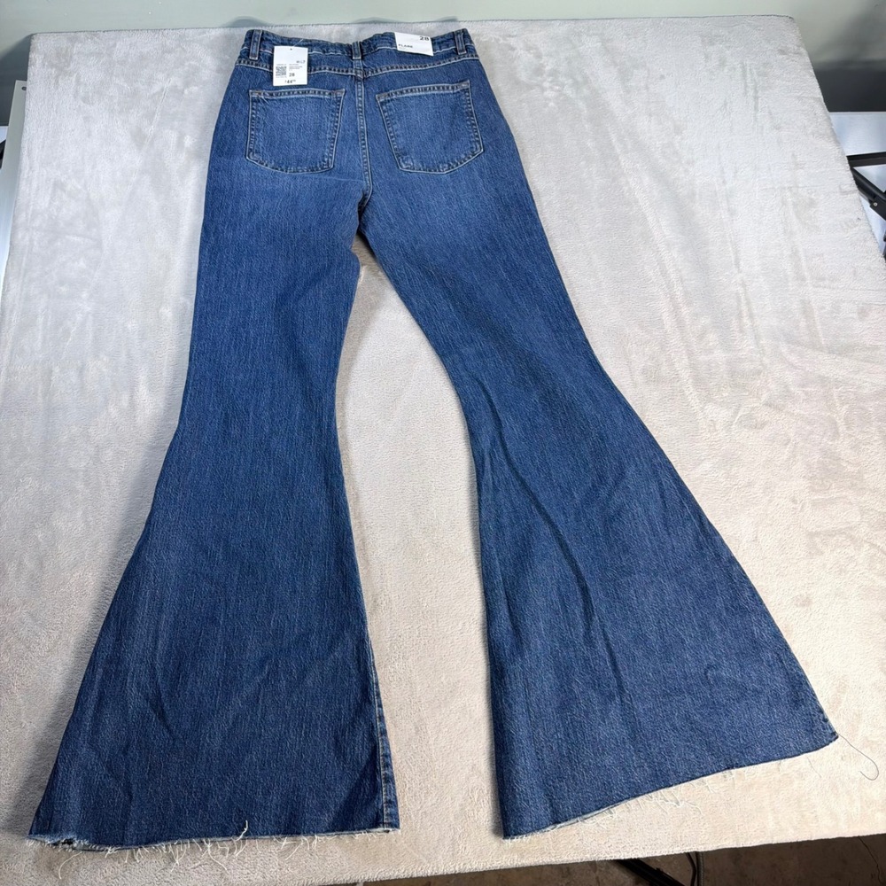 Forever 21 Flare Jeans Daisy Embroidered Womens 28 Blue Denim High Rise New - Picture 2 of 11